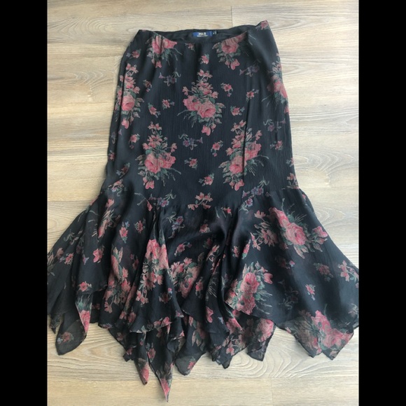 Polo Ralph Lauren Silk Floral Skirt RARE - Picture 4 of 6